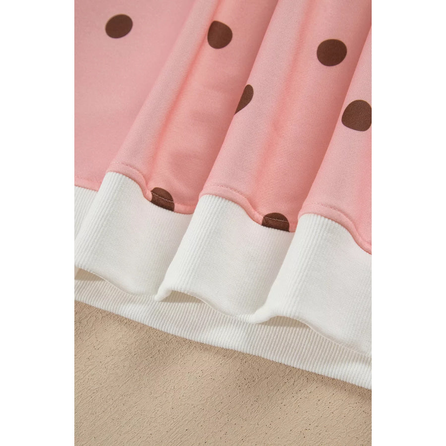 Polka Dot Long Sleeve Sweatshirt and Shorts Lounge Set Apparel Accessories