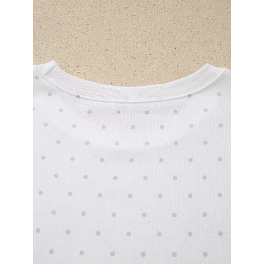 Polka Dot Long Sleeve Sweatshirt and Shorts Set Apparel Accessories