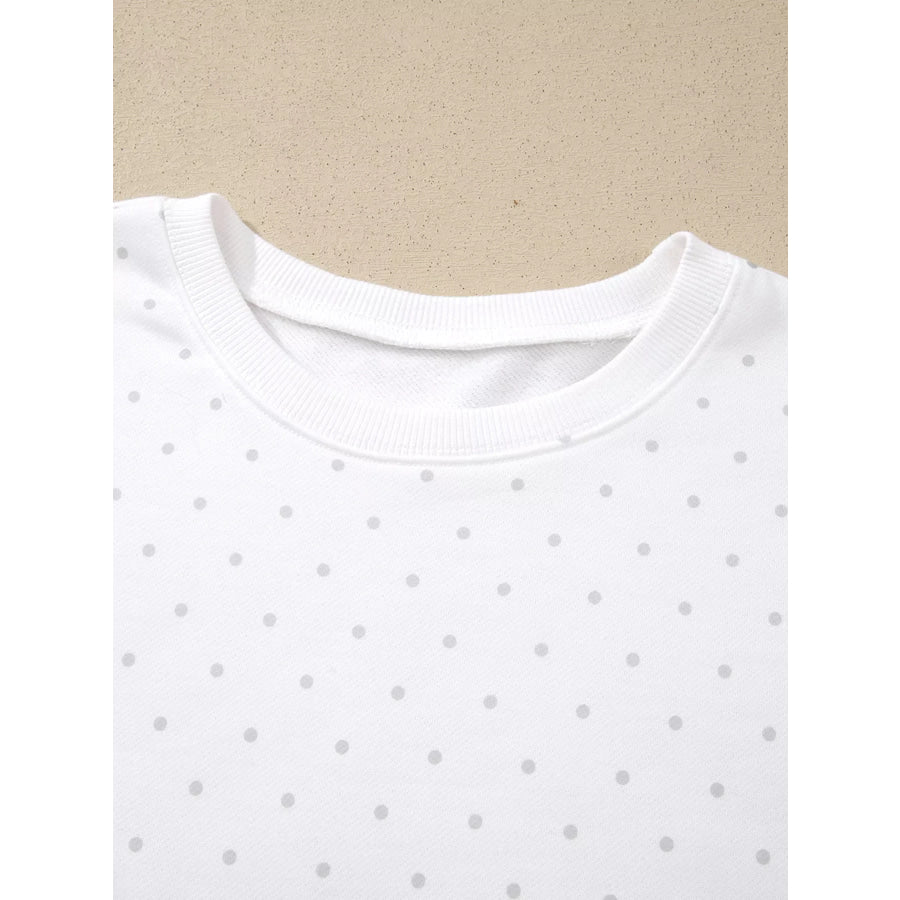 Polka Dot Long Sleeve Sweatshirt and Shorts Set Apparel Accessories