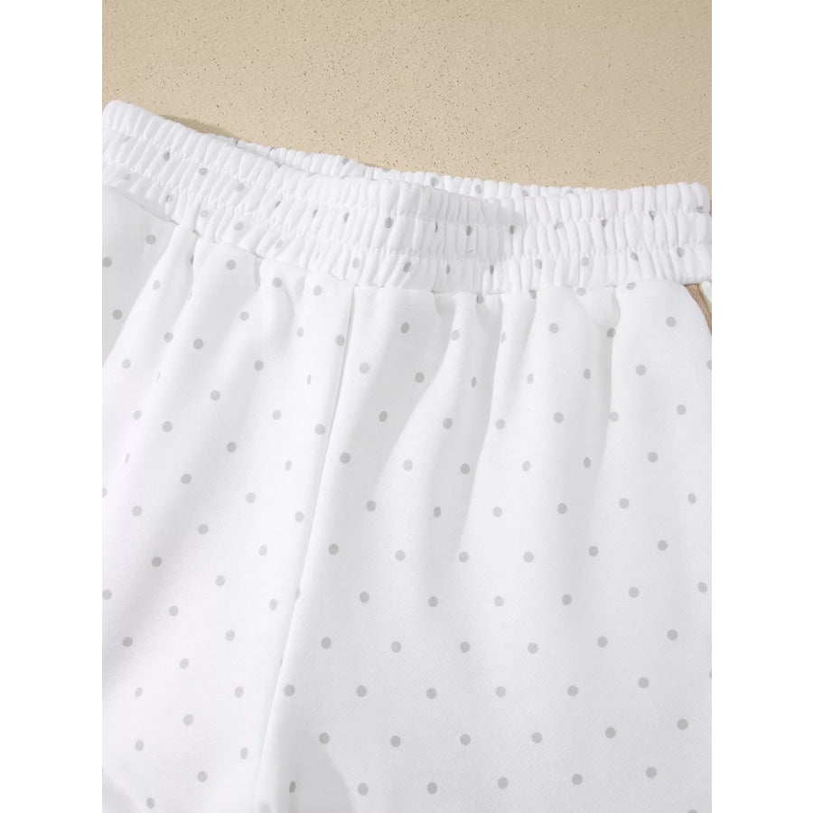 Polka Dot Long Sleeve Sweatshirt and Shorts Set Apparel Accessories