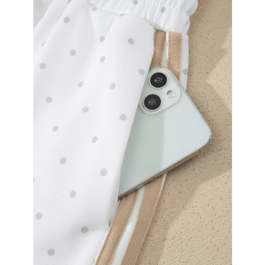 Polka Dot Long Sleeve Sweatshirt and Shorts Set Apparel Accessories
