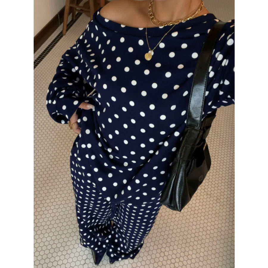 Polka Dot Long Sleeve Top and Pants Set Apparel Accessories