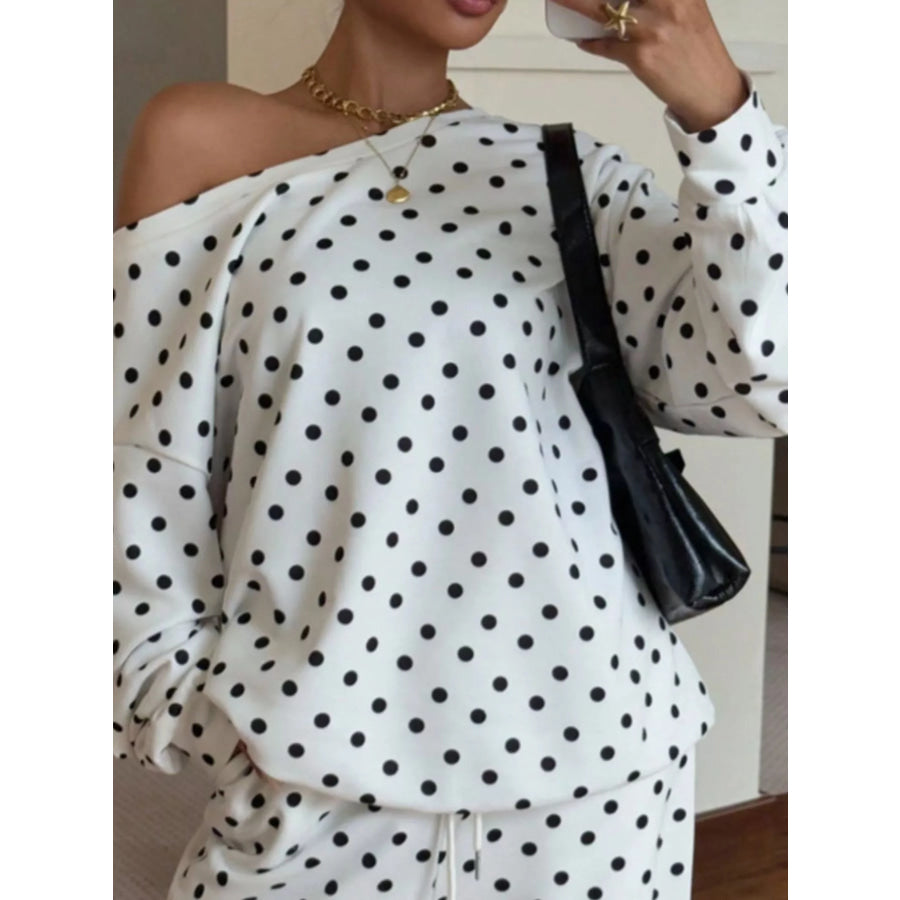 Polka Dot Long Sleeve Top and Pants Set Apparel Accessories