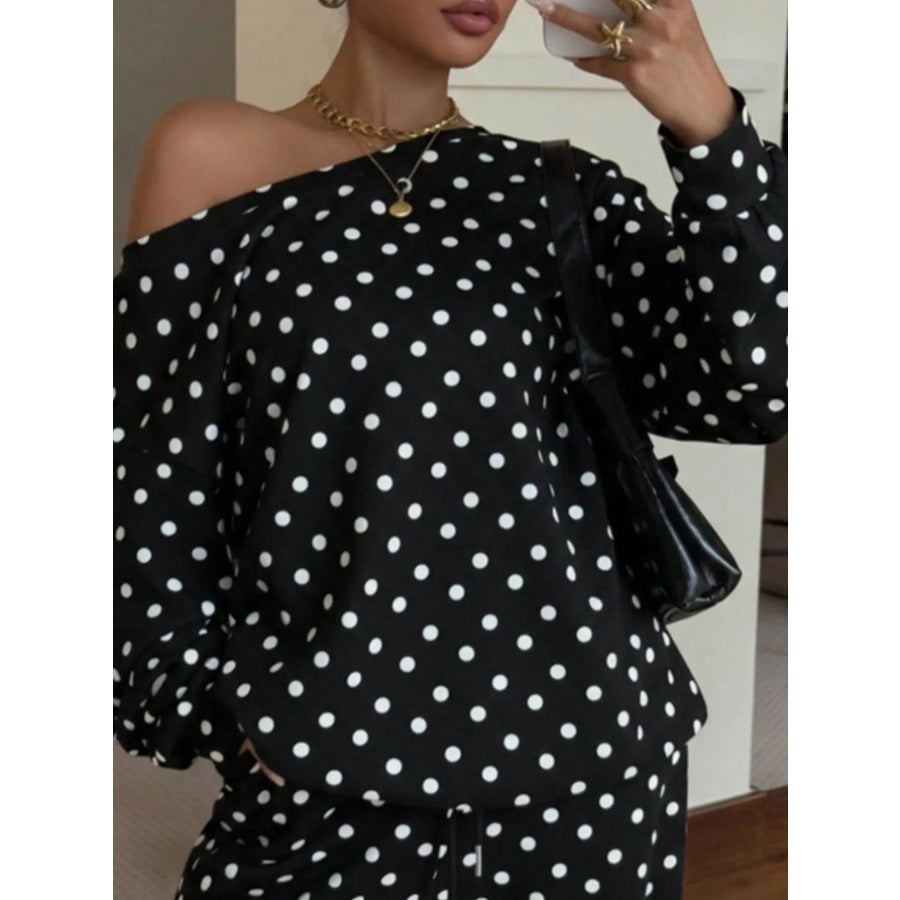 Polka Dot Long Sleeve Top and Pants Set Apparel Accessories
