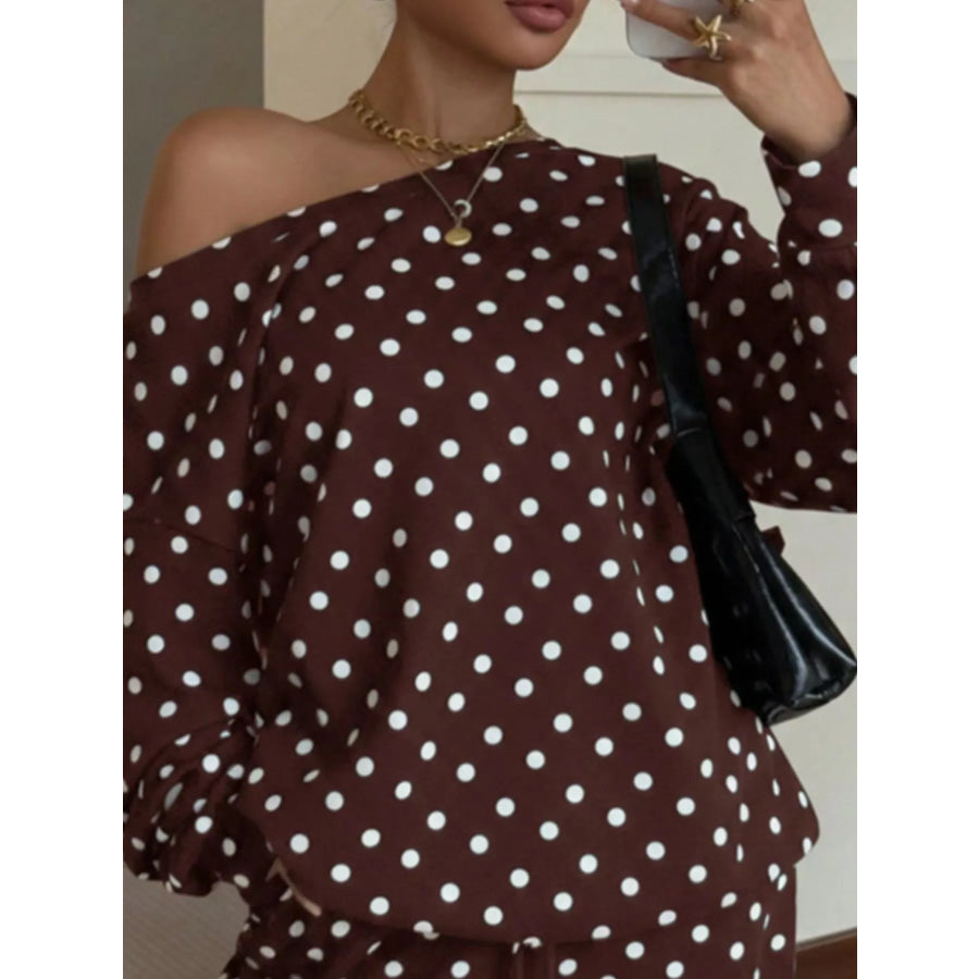 Polka Dot Long Sleeve Top and Pants Set Apparel Accessories