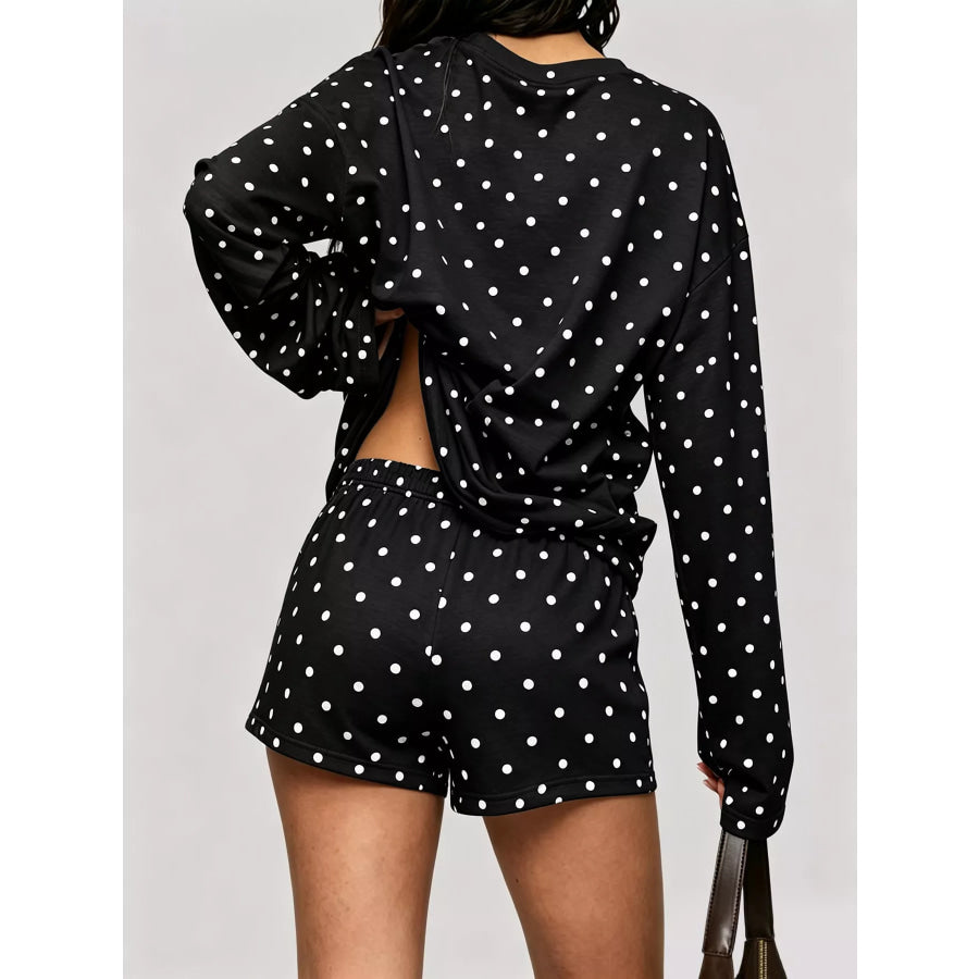 Polka Dot Long Sleeve Top and Shorts Set Apparel and Accessories