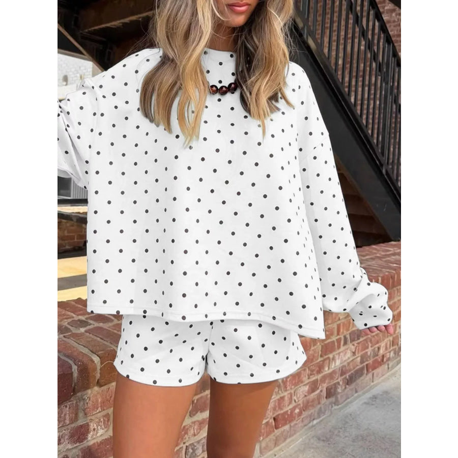 Polka Dot Long Sleeve Top and Shorts Set Apparel and Accessories