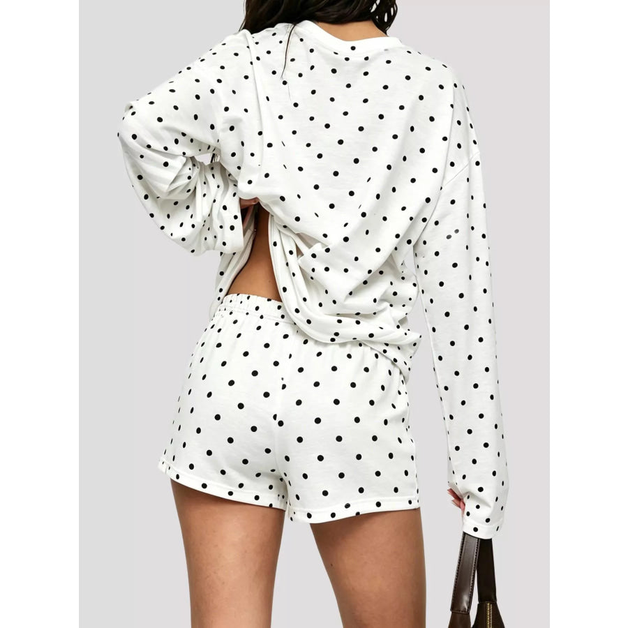 Polka Dot Long Sleeve Top and Shorts Set Apparel and Accessories