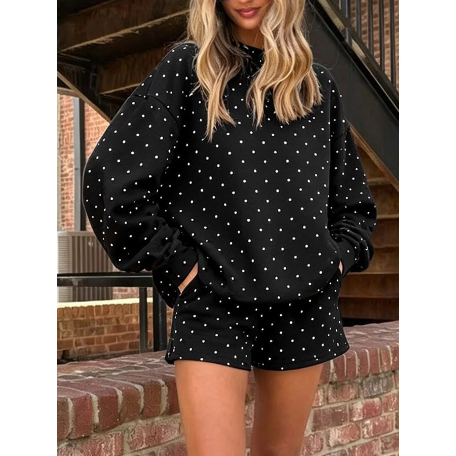 Polka Dot Long Sleeve Top and Shorts Set Apparel and Accessories