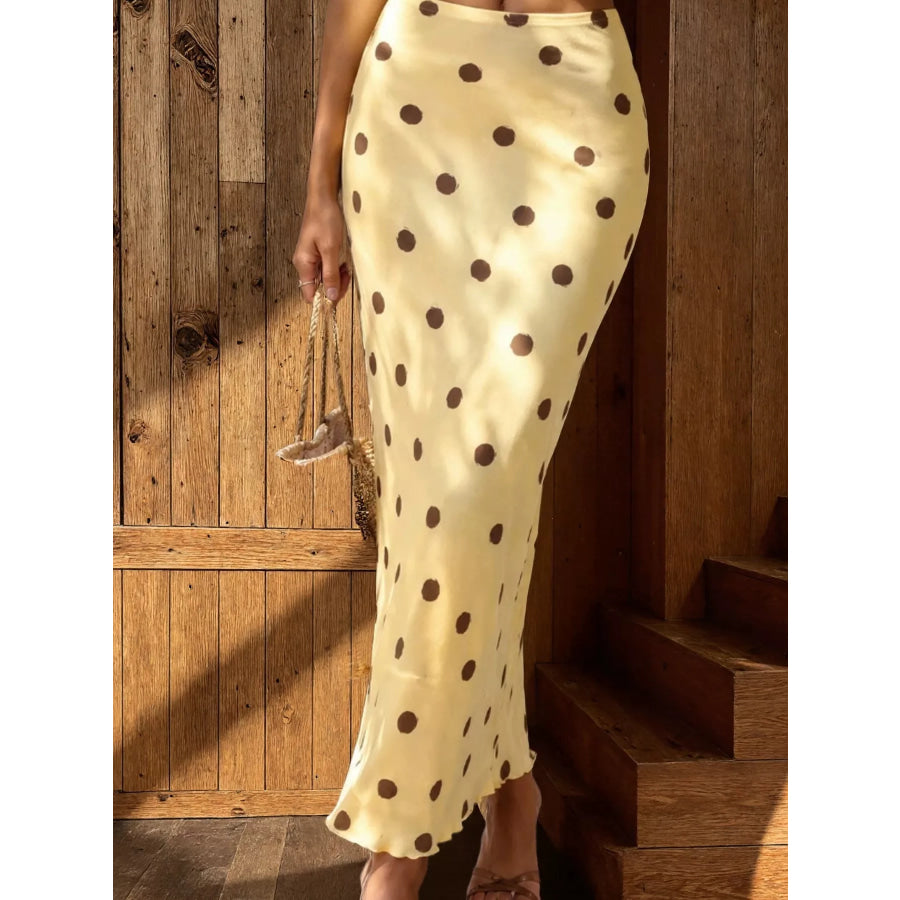 Polka Dot Maxi Skirt Pastel Yellow / S Apparel and Accessories