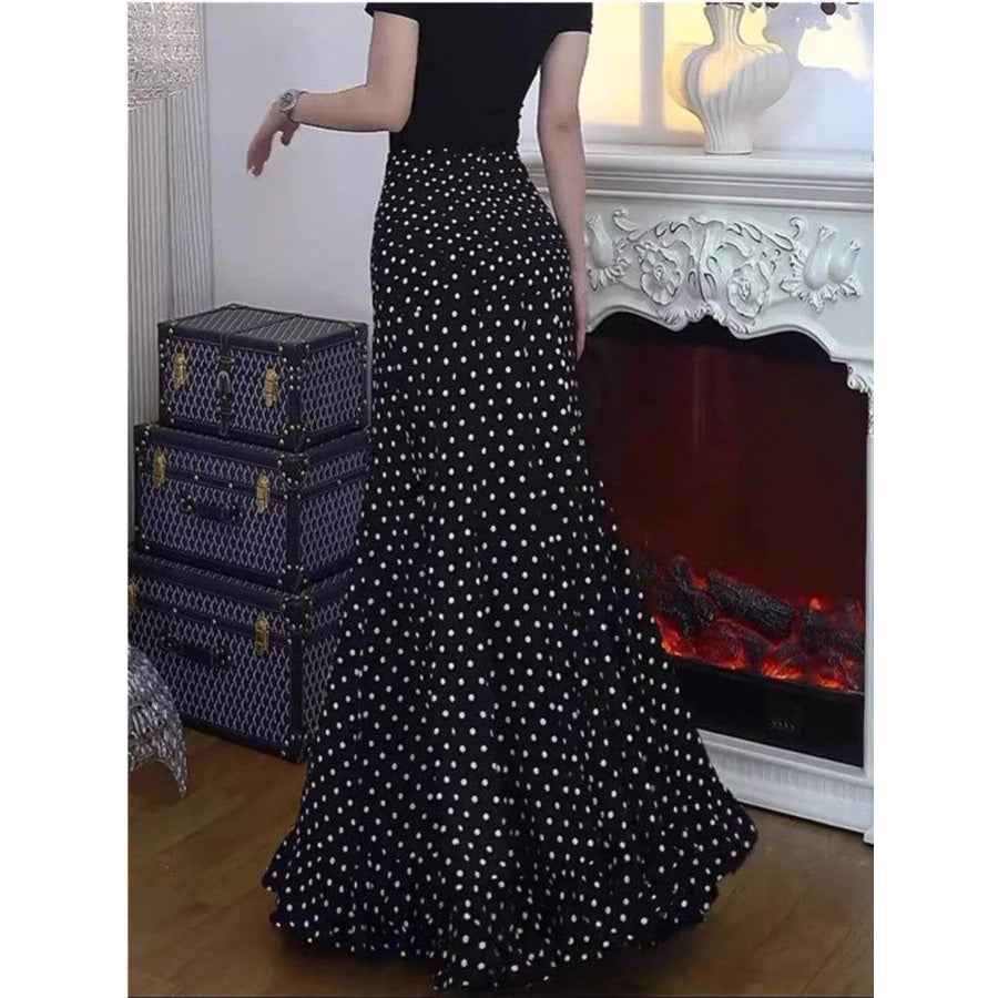 Polka Dot Mermaid Maxi Skirt Apparel and Accessories