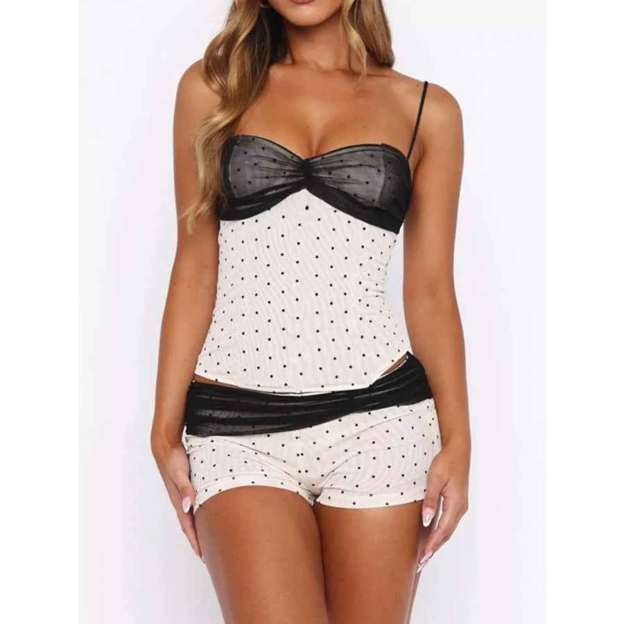 Polka Dot Mesh Cami & Shorts Set Apparel and Accessories