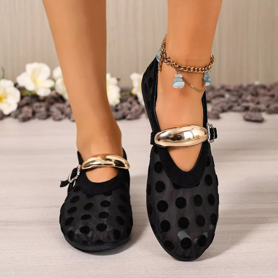 Polka Dot Mesh Slip-Ons Black / 36 Apparel and Accessories