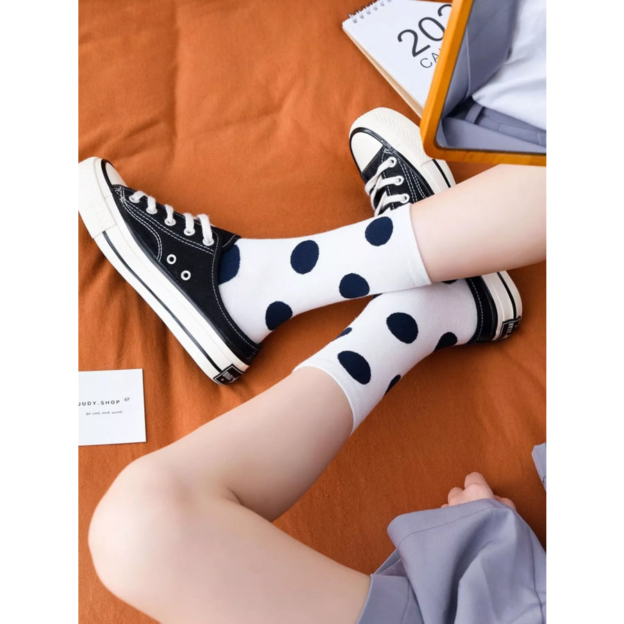 Polka Dot Mid-Calf Cotton Socks Apparel and Accessories