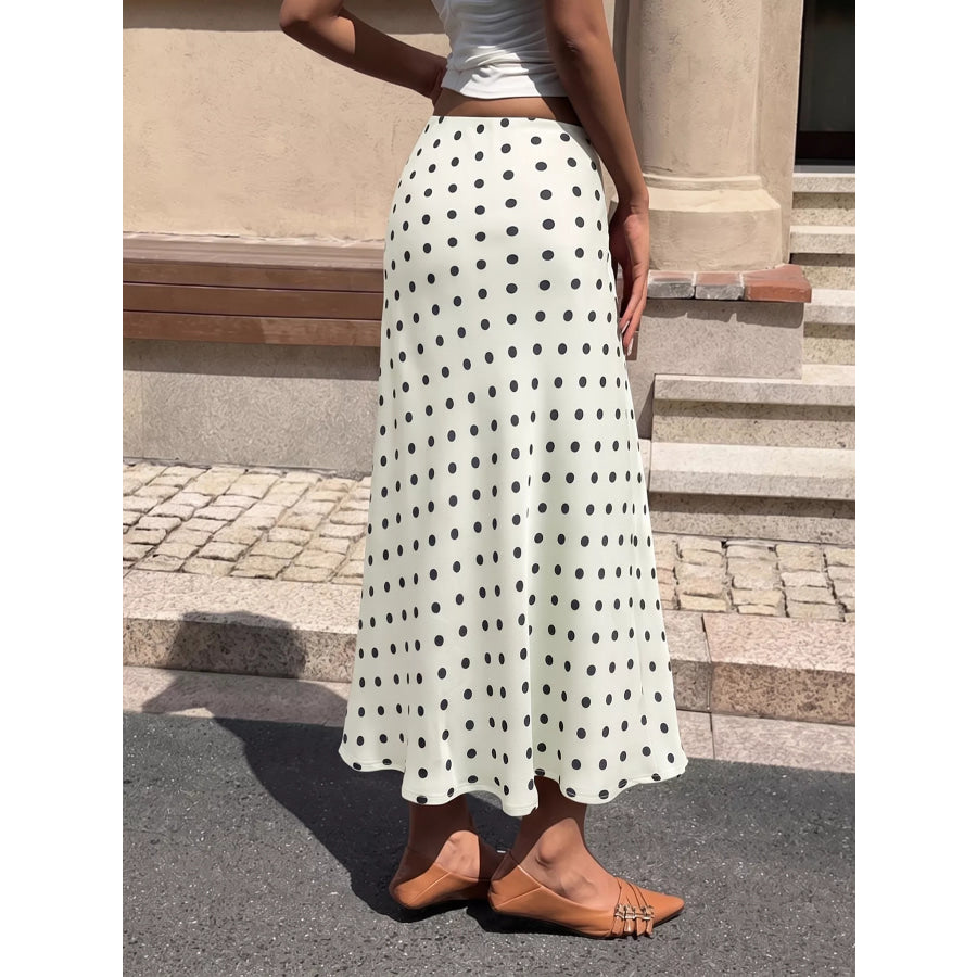 Polka Dot Midi Skirt Orange-red / S Apparel and Accessories