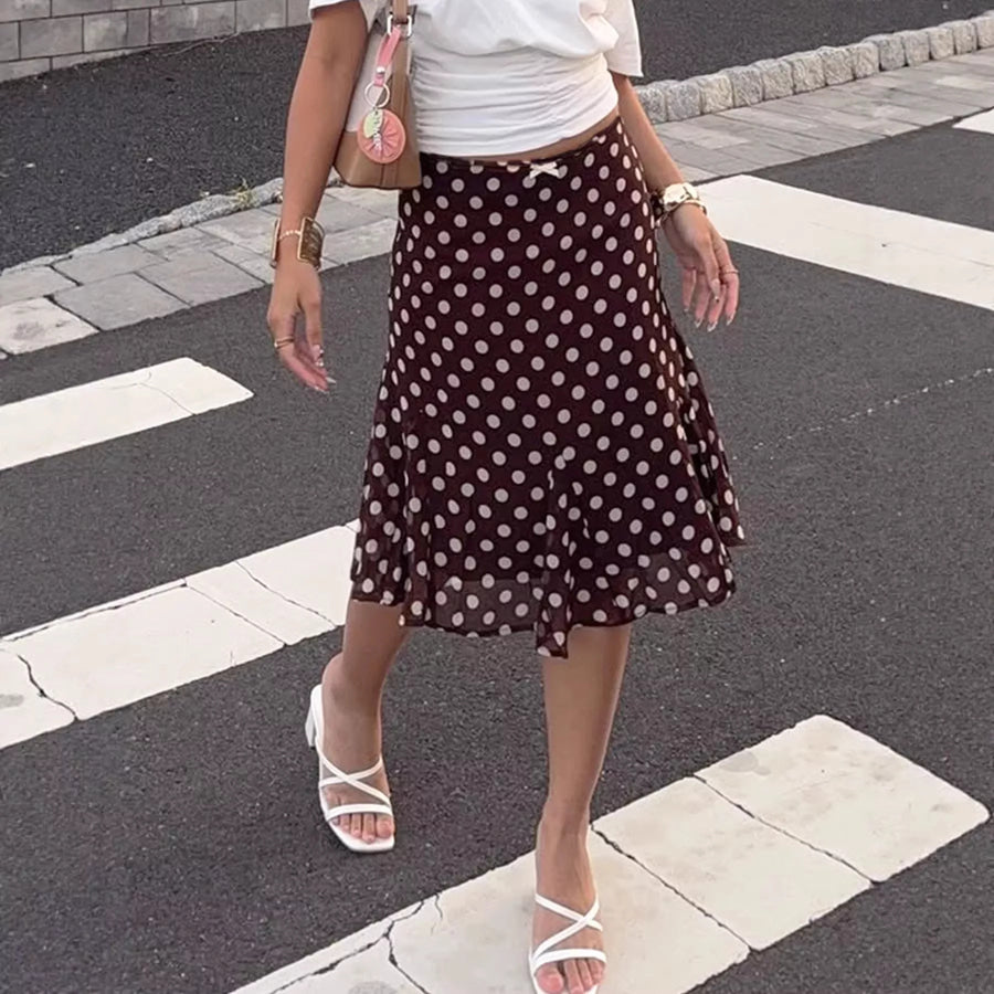 Polka Dot Midi Skirt Apparel and Accessories