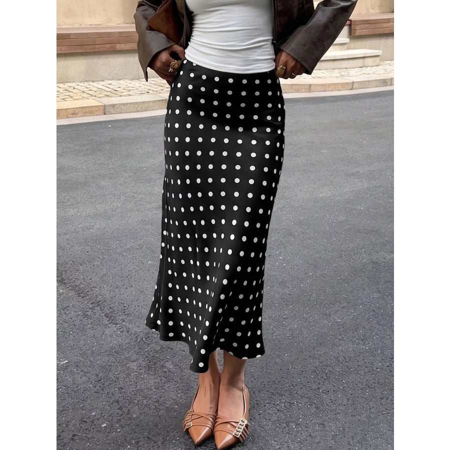 Polka Dot Midi Skirt Black / S Apparel and Accessories
