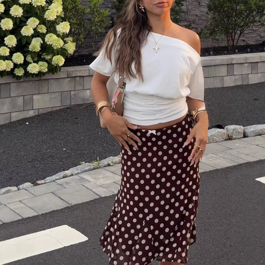Polka Dot Midi Skirt Apparel and Accessories