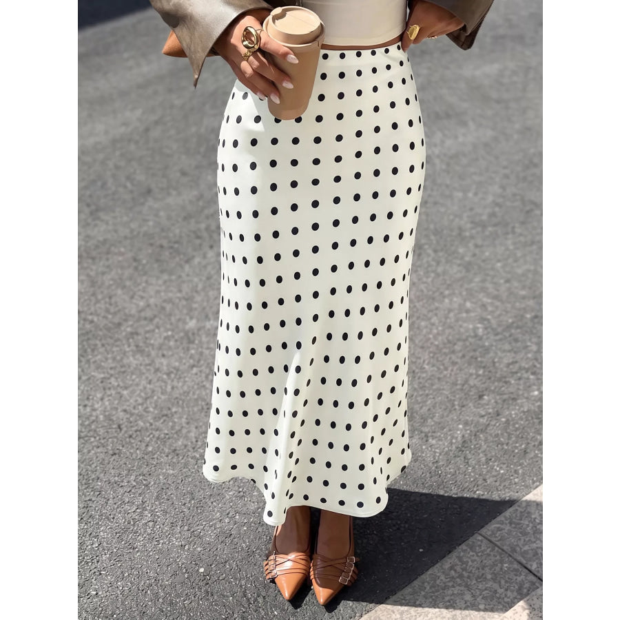 Polka Dot Midi Skirt Orange-red / S Apparel and Accessories