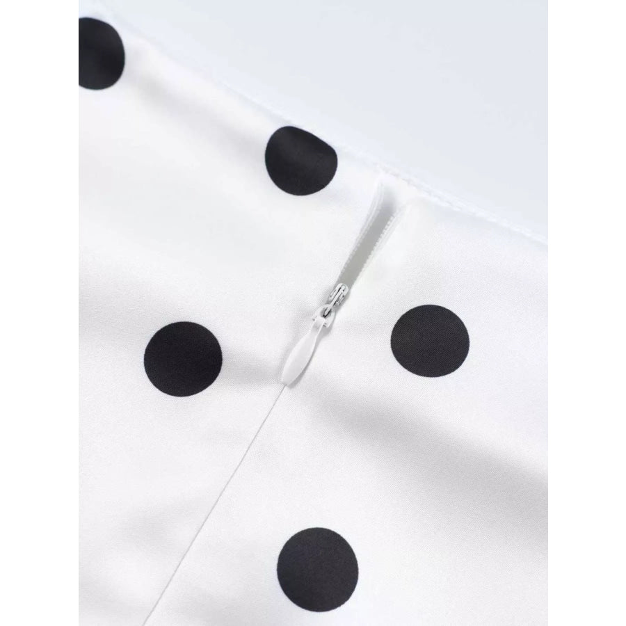 Polka Dot Midi Skirt with Lace Trim Apparel and Accessories