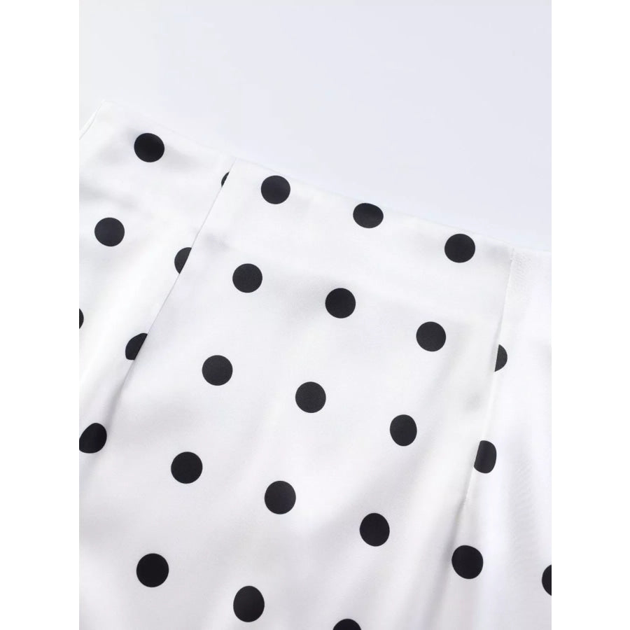 Polka Dot Midi Skirt with Lace Trim Apparel and Accessories