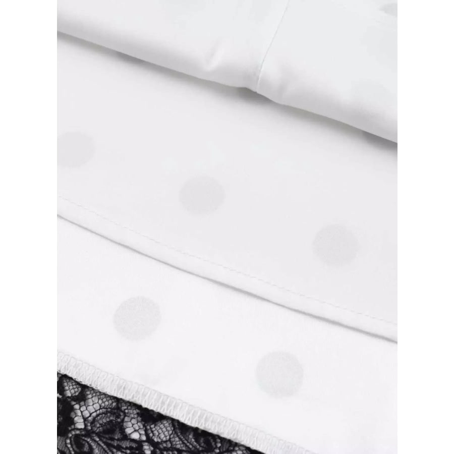 Polka Dot Midi Skirt with Lace Trim Apparel and Accessories