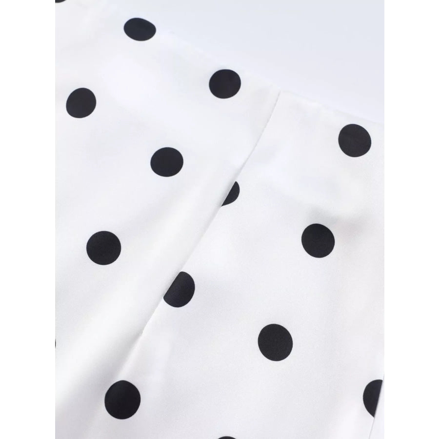 Polka Dot Midi Skirt with Lace Trim Apparel and Accessories