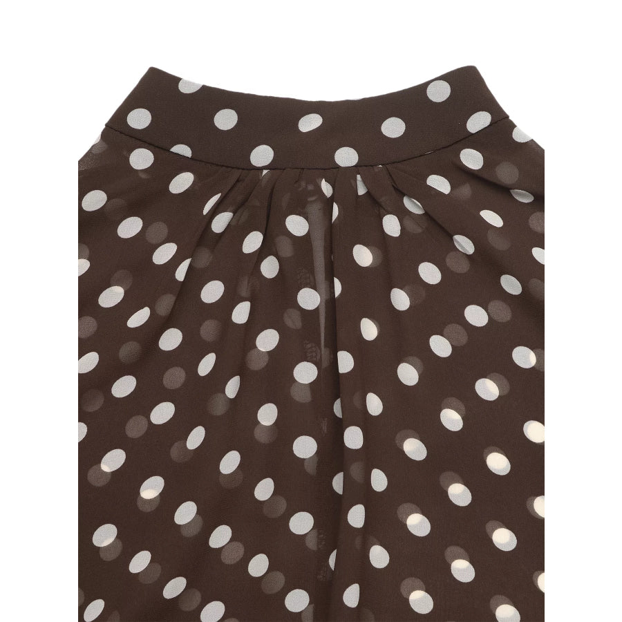 Polka Dot Mock Neck Long Sleeve Blouse Apparel and Accessories