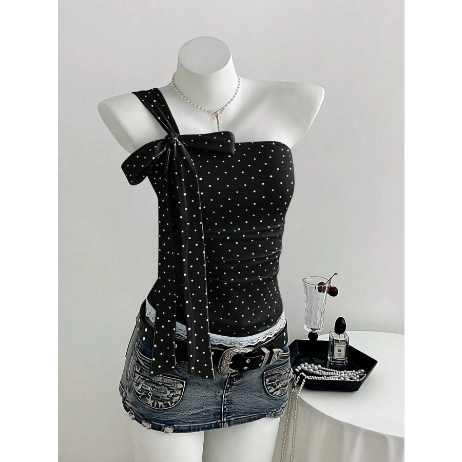 Polka Dot One-Shoulder Cami Apparel and Accessories