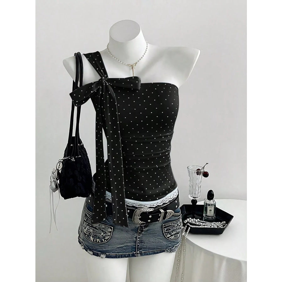 Polka Dot One-Shoulder Cami Apparel and Accessories