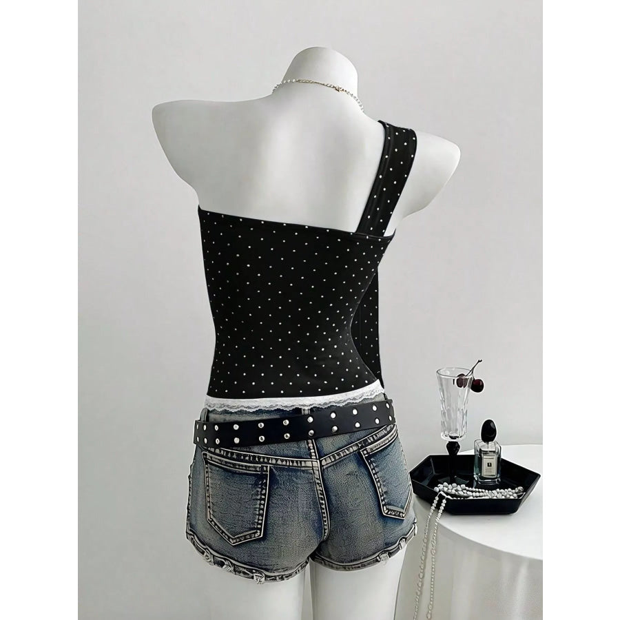 Polka Dot One-Shoulder Cami Apparel and Accessories