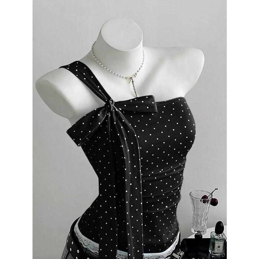 Polka Dot One-Shoulder Cami Apparel and Accessories