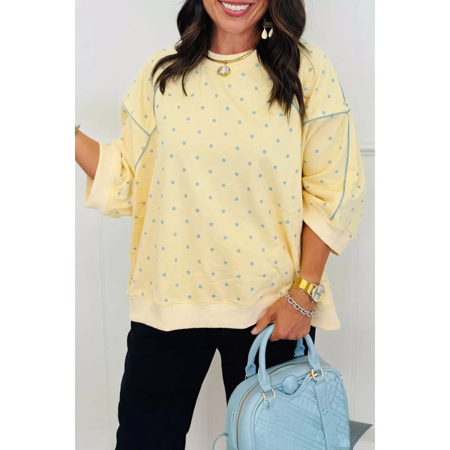 Polka Dot Oversized Sweatshirt Pastel Yellow / S Apparel and Accessories