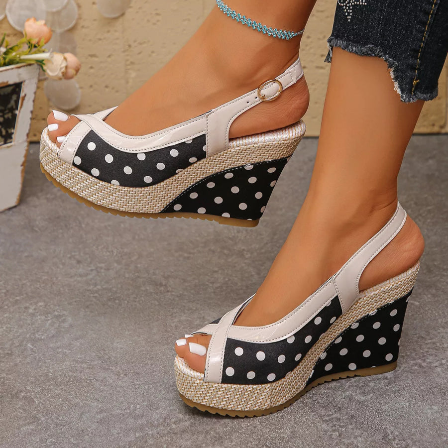 Polka Dot Peep Toe Wedge Sandals Apparel and Accessories