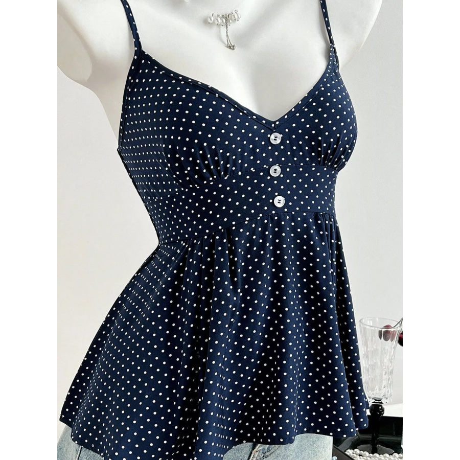 Polka Dot Peplum Cami Apparel and Accessories