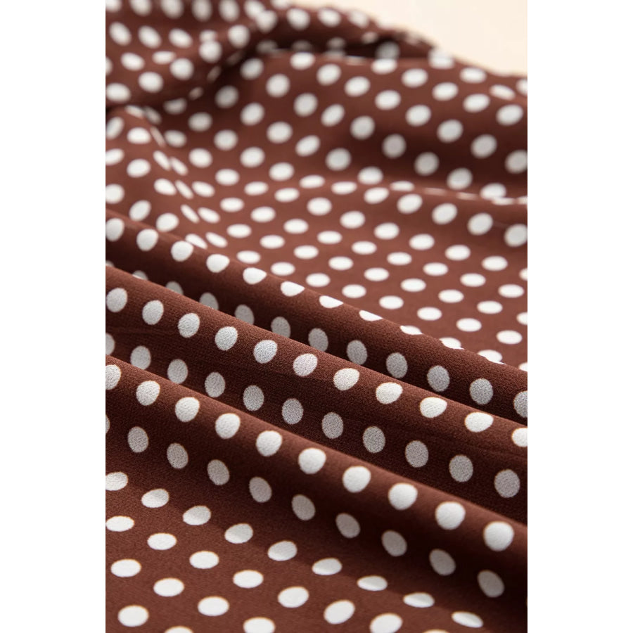 Polka Dot Print Backless Ruffled Tiered Maxi Dress Apparel and Accessories