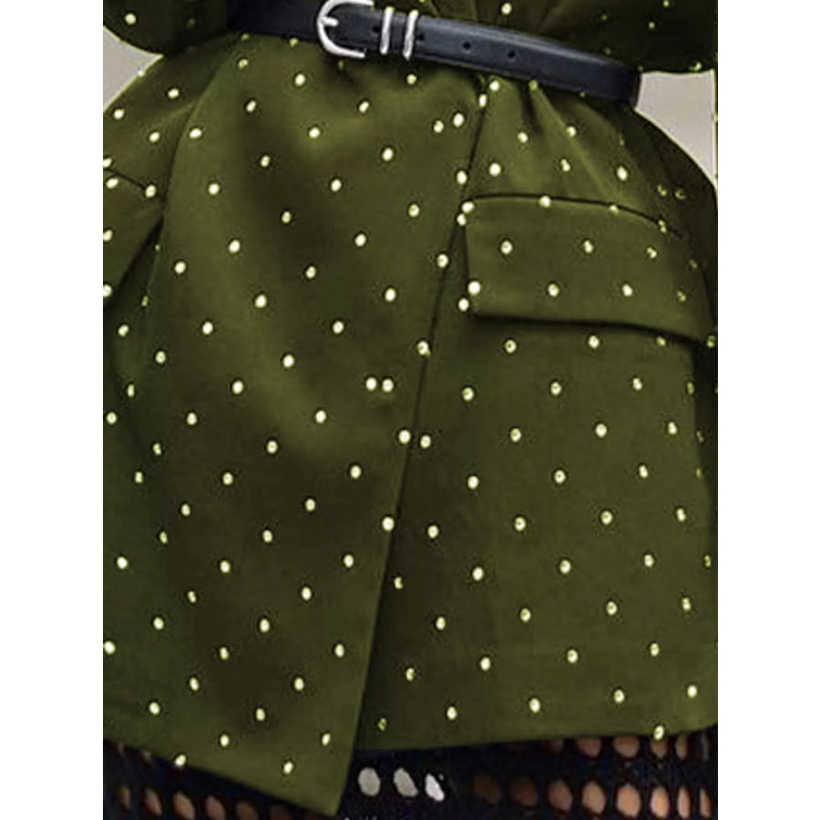 Polka Dot Print Belted Blazer Apparel and Accessories