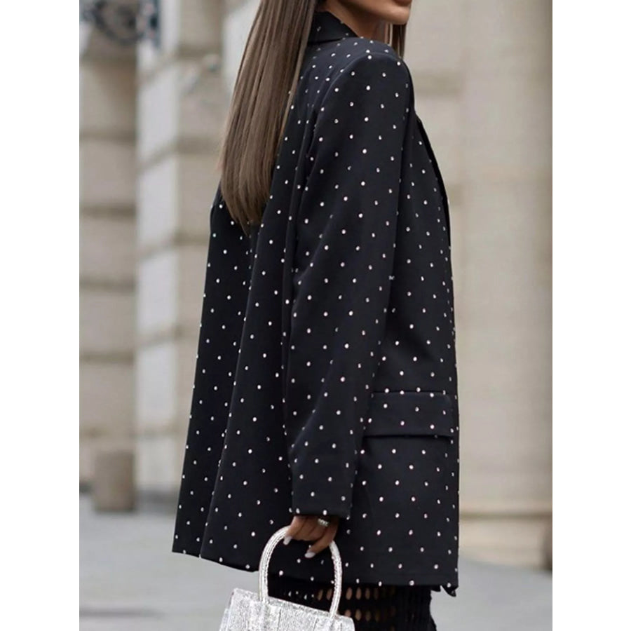Polka Dot Print Belted Blazer Apparel and Accessories