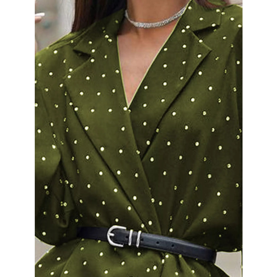 Polka Dot Print Belted Blazer Apparel and Accessories