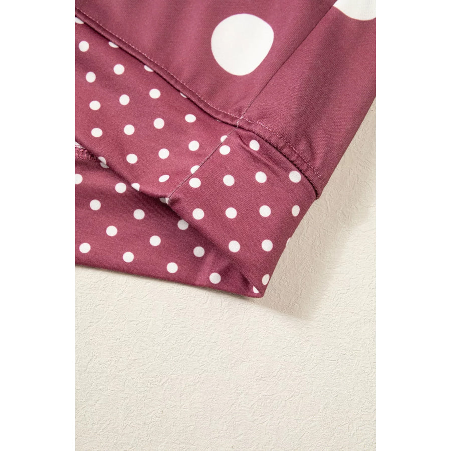 Polka Dot Print Contrast Detail Oversized Tunic Sweatshirt Apparel and Accessories