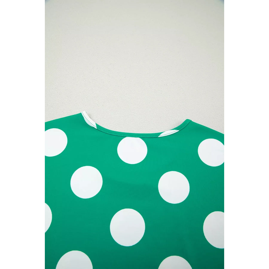 Polka Dot Print Cropped Tee Bodycon Skort 2pcs Set Apparel and Accessories