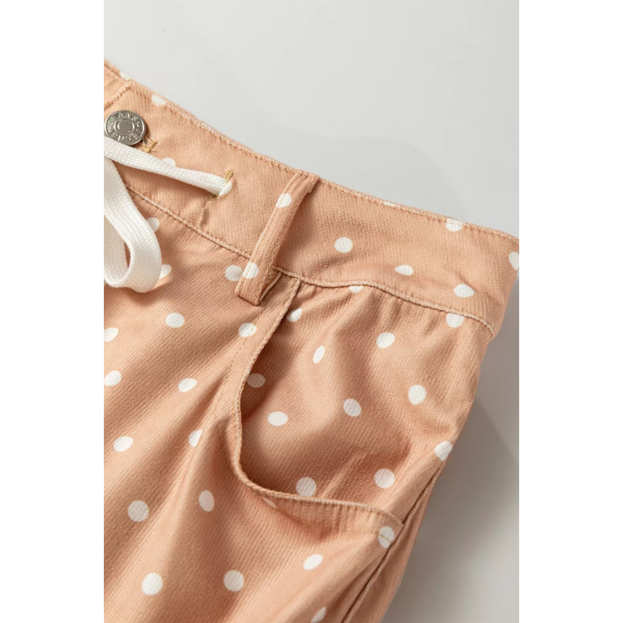 Polka Dot Print Drawstring Wide Leg Pants Apparel and Accessories
