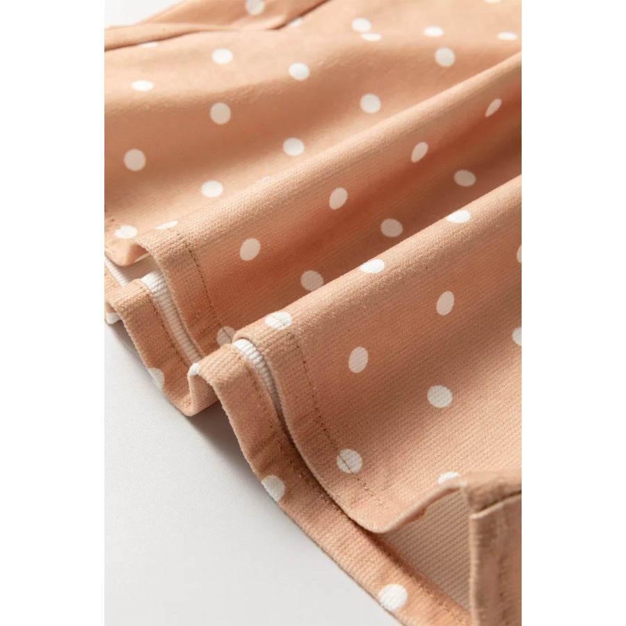 Polka Dot Print Drawstring Wide Leg Pants Apparel and Accessories