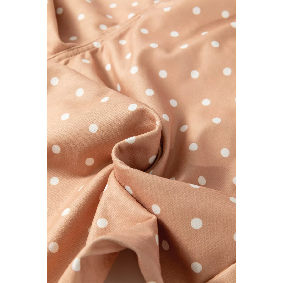 Polka Dot Print Drawstring Wide Leg Pants Apparel and Accessories