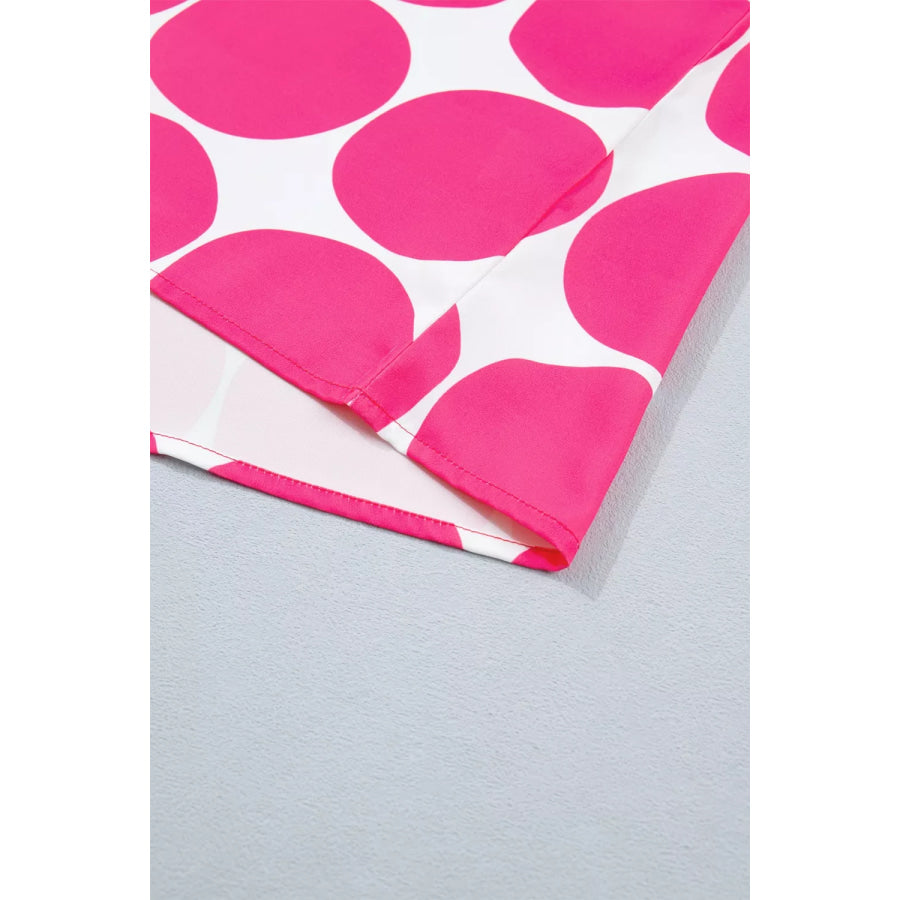 Polka Dot Print Frilled Round Neck Shift Tank Top Apparel and Accessories