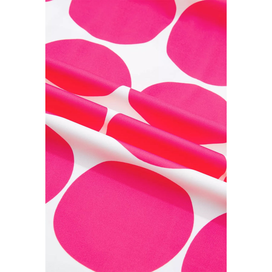 Polka Dot Print Frilled Round Neck Shift Tank Top Apparel and Accessories