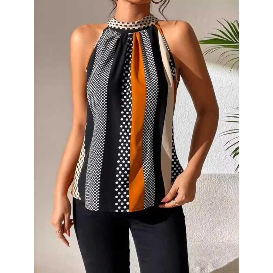 Polka Dot Print Halter Neck Cami Apparel and Accessories