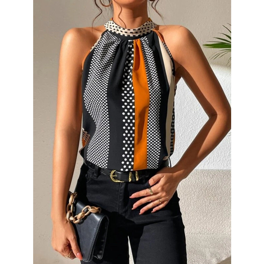 Polka Dot Print Halter Neck Cami Apparel and Accessories
