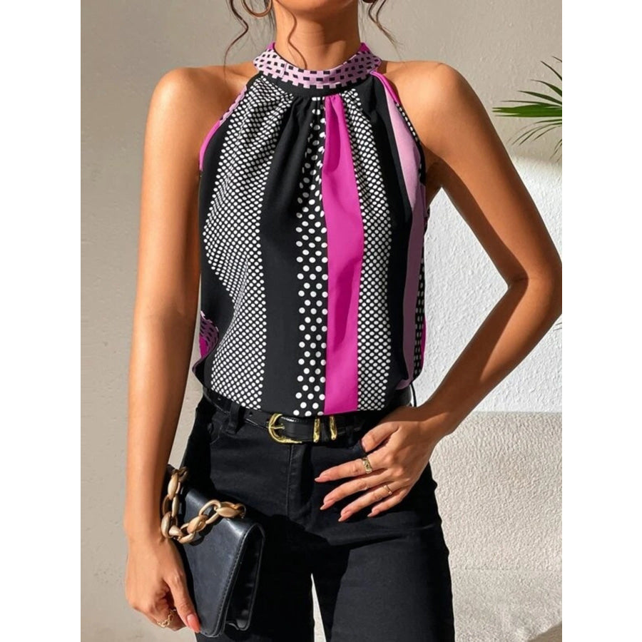 Polka Dot Print Halter Neck Cami Apparel and Accessories