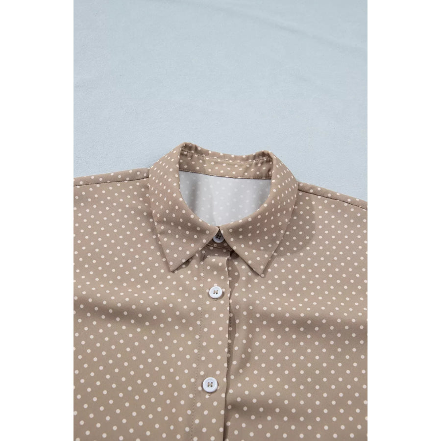 Polka Dot Print Short Sleeve Shirt Apparel and Accessories